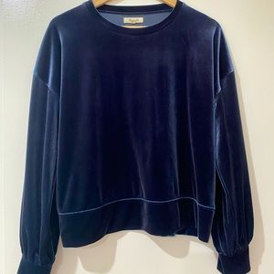 Madewell midnight blue velour sweatshirt